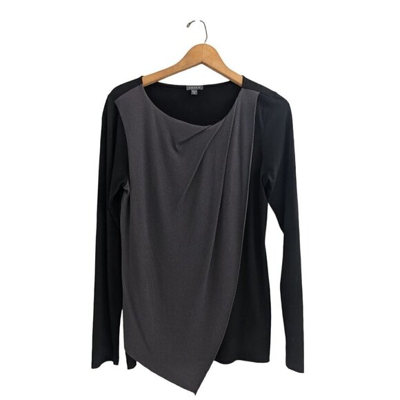 Lilla P Drape Asymmetric Hemline Lagenlook Long Sleeve Top - Picture 2 of 9